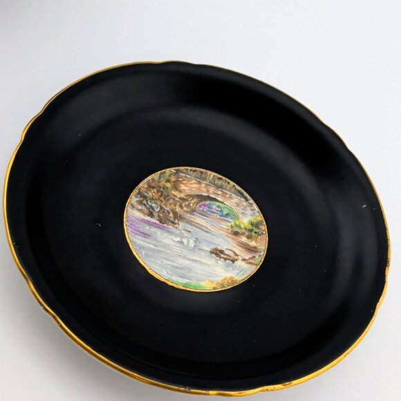 Shelley Fine Bone China Black & Gold Teacup and Saucer Set - Heather Pattern - Picture 8 of 10